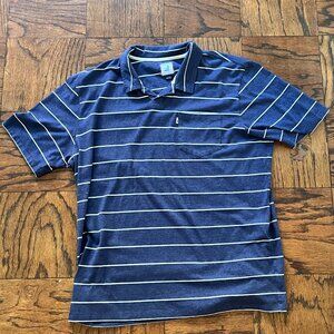Johnnie-O Blue and White Striped Polo Shirt Sz XL